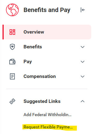 Workday menu showing suggested links